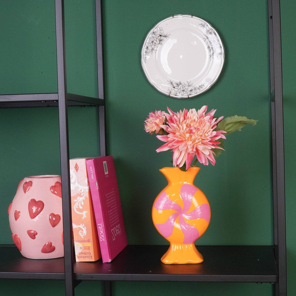 Vase à fleurs - Bonbon Toffee - Céramique - Rose/Orange - 12x6,5x20cm | Objetos de diseño y regalos originales