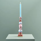 Bougeoir Oiseau sur Éléphant, Résine Rose, 13 x 9x30,5