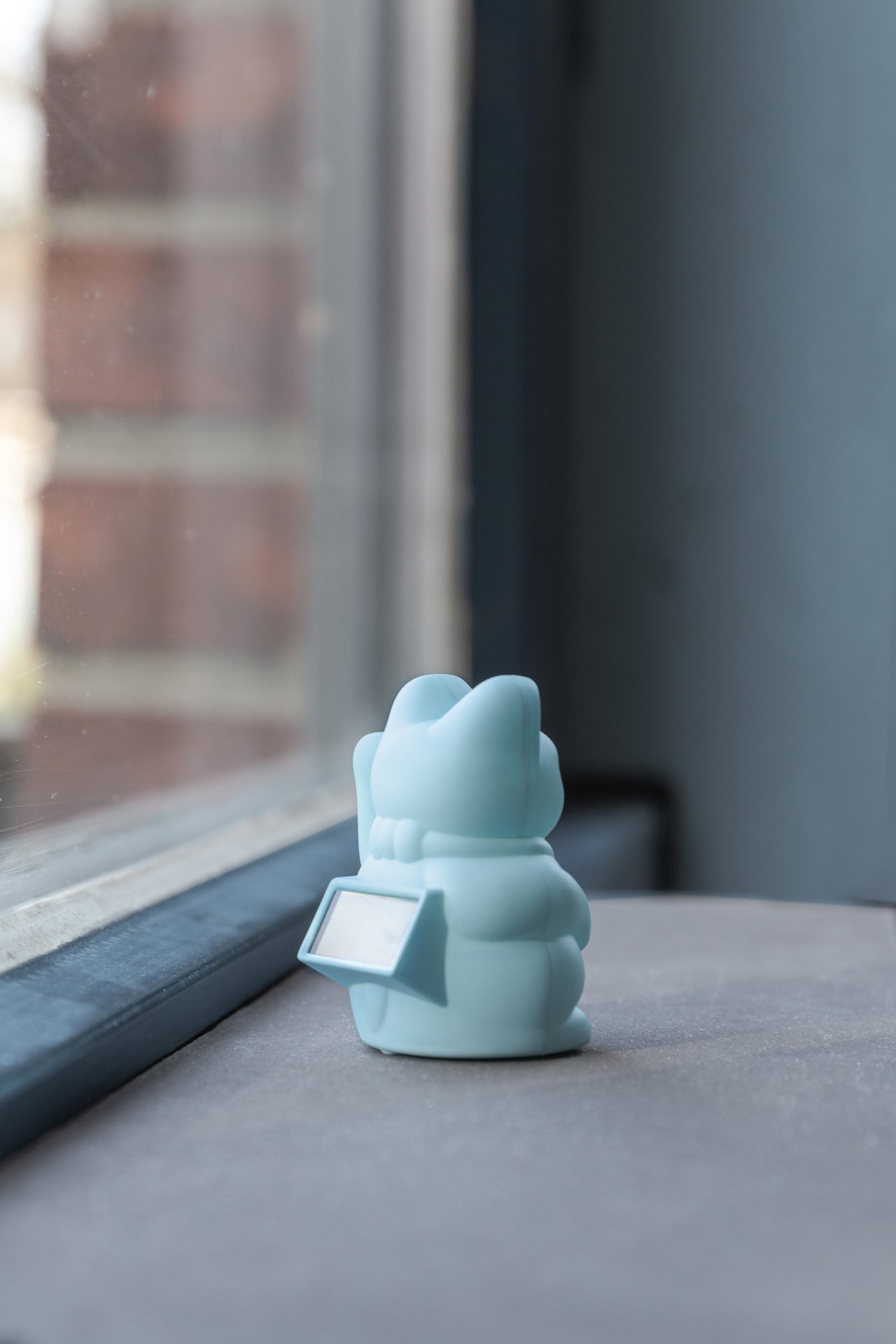 Light Blue Solar Lucky Cat