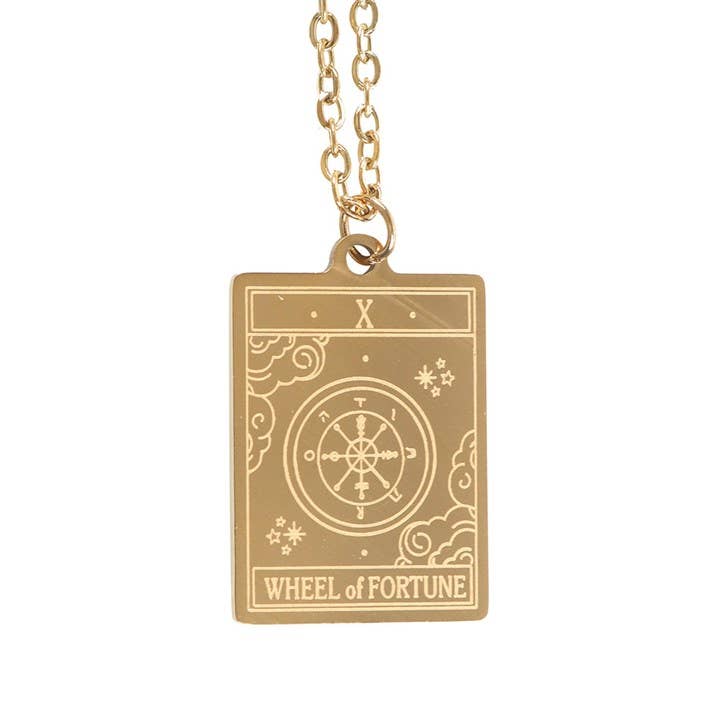 Collier Carte de Tarot Vintage La Roue de la Fortune | Designproducten en originele cadeaus