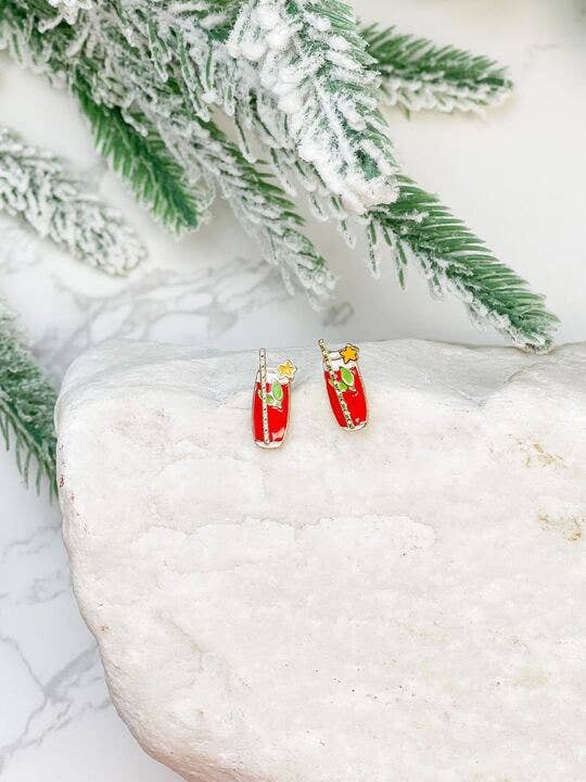 Christmas Cocktail Enamel Stud Earrings