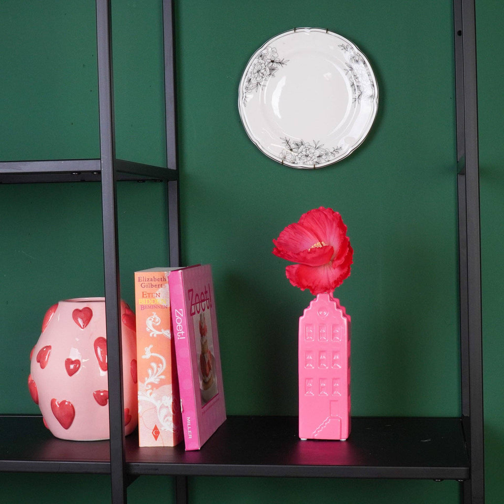 Vase à fleurs - Vase de maison - Céramique - Rose néon - 6x5,5x18 cm | Design-lahjat ja sisustustuotteet