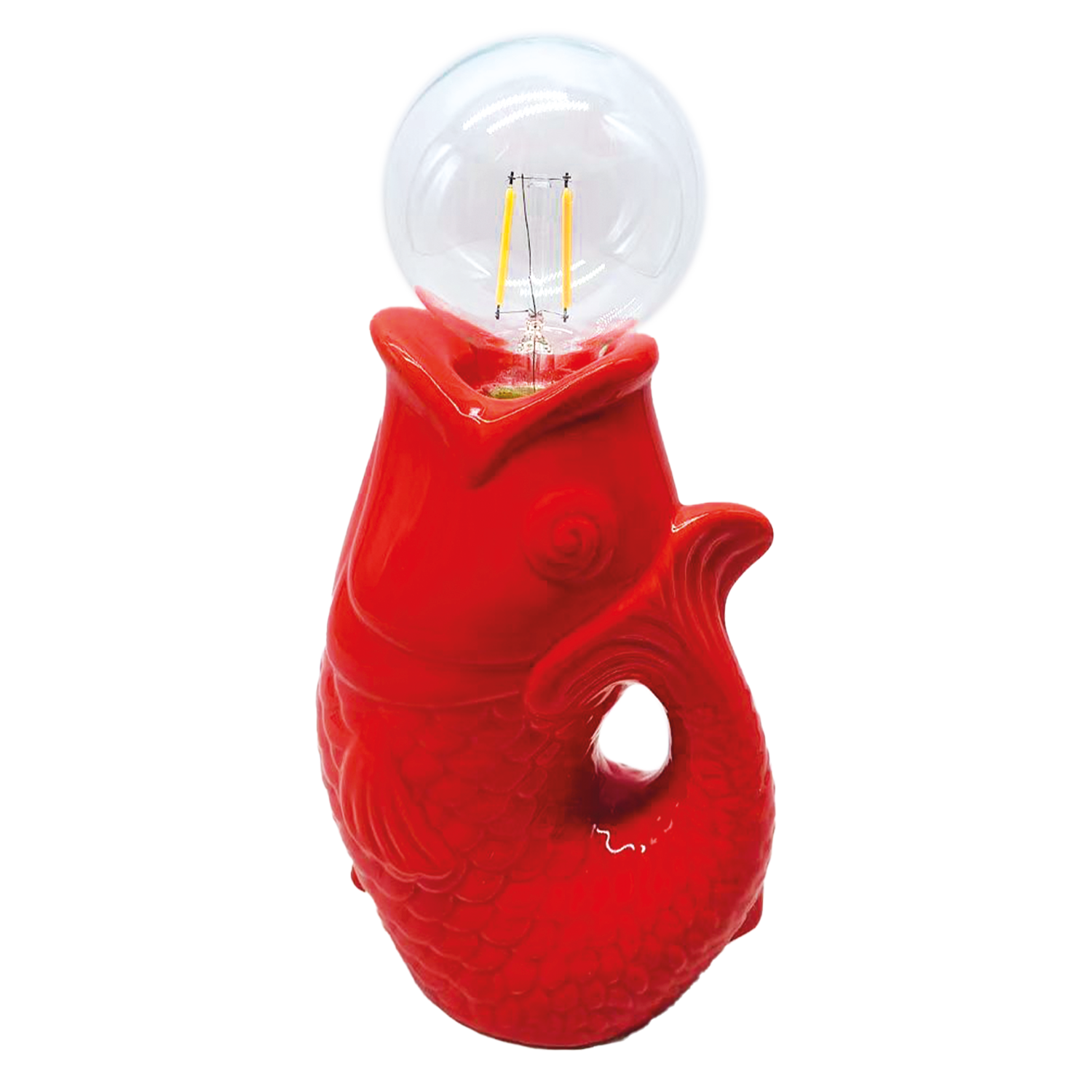 Déco LED poisson rouge à piles L13,5 P8,2 H27cm