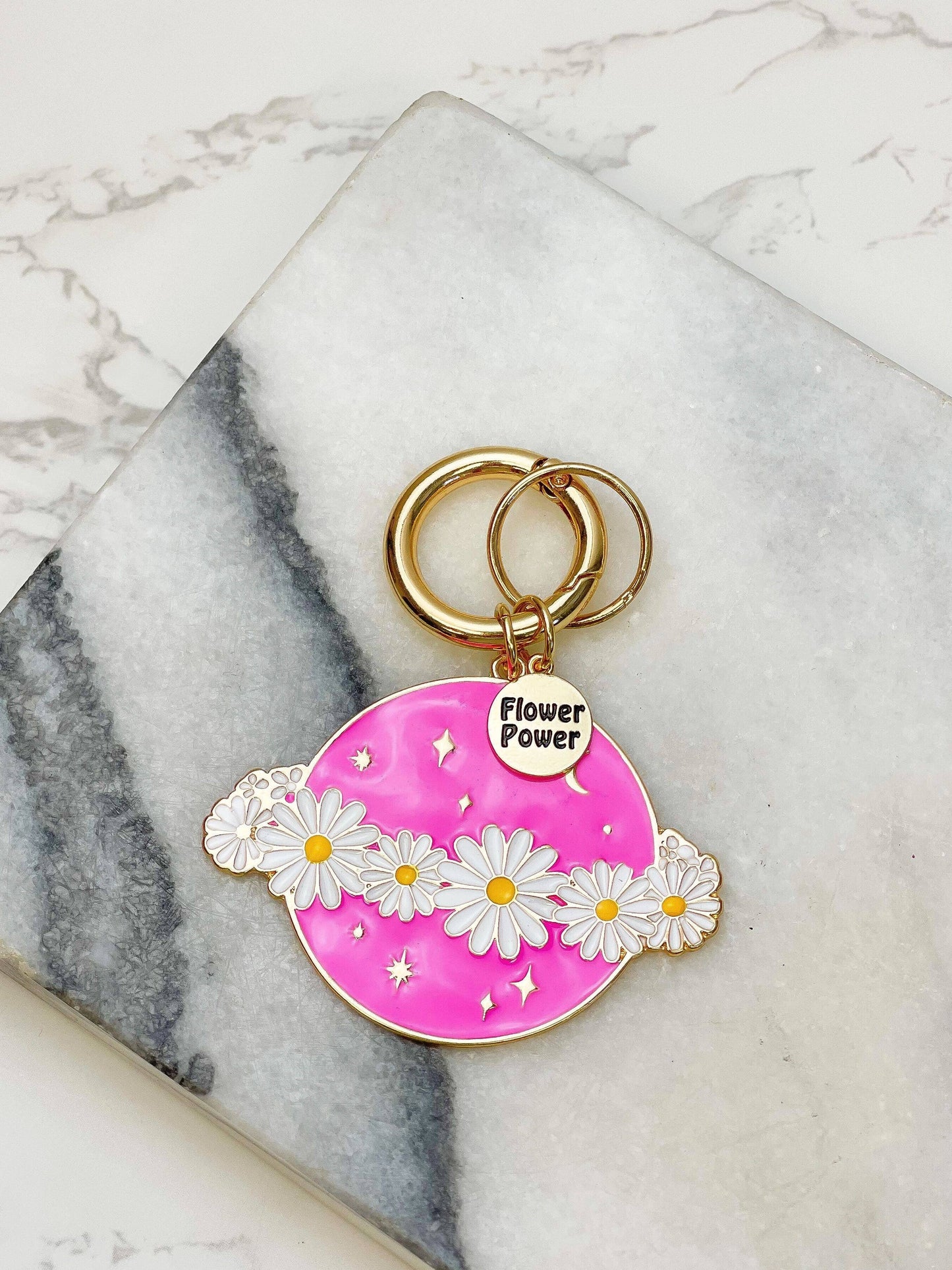 Daisy Planet Flower Power Keychain