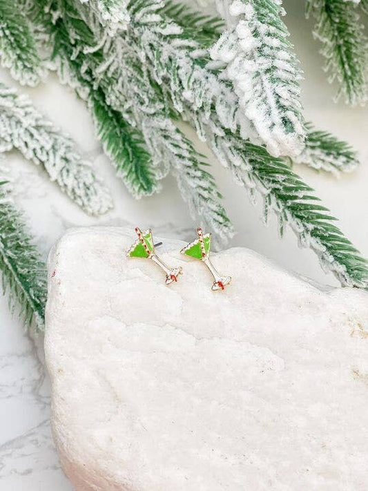 Christmas Martini Enamel Stud Earrings