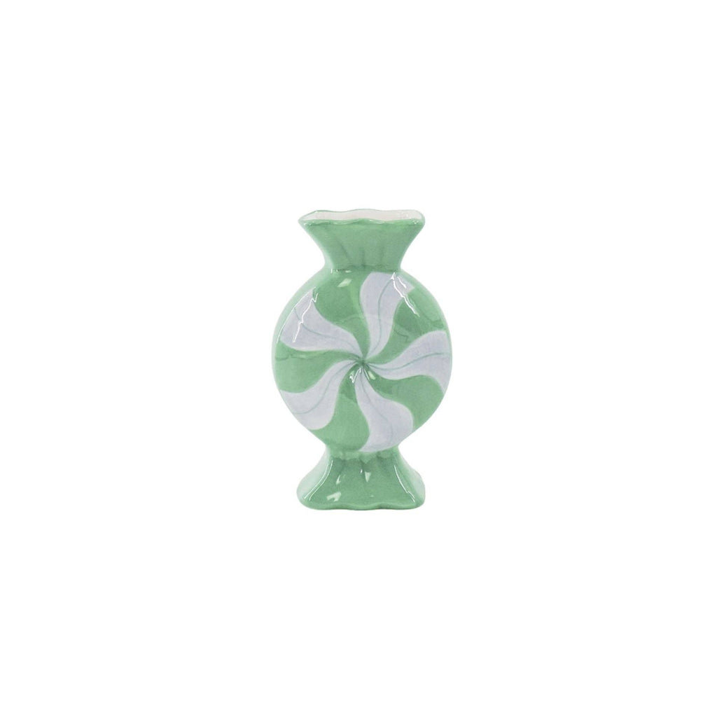 Vase à fleurs - Bonbon au caramel - Céramique - Lilas/Menthe - 12x6,5x20cm