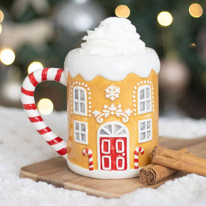 Gingerbread House &amp; Candy Cane 3D Mug
