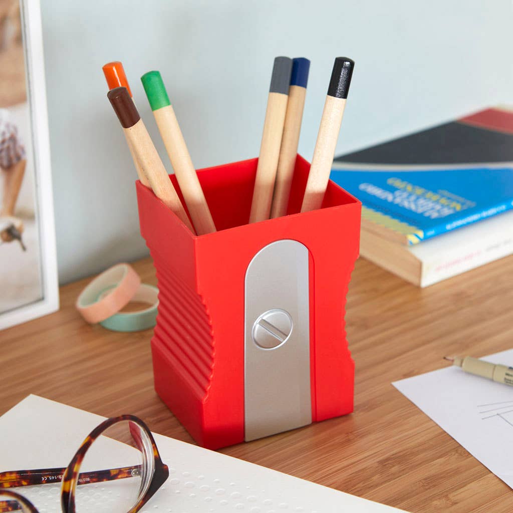 Porte-crayons Taille-crayon rouge