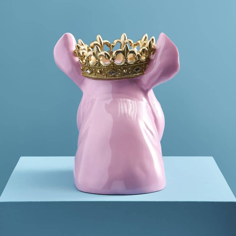 Spardose „Porky Mr. Krone“, rosafarbenes Polygon, 34 x 24 x 28 cm