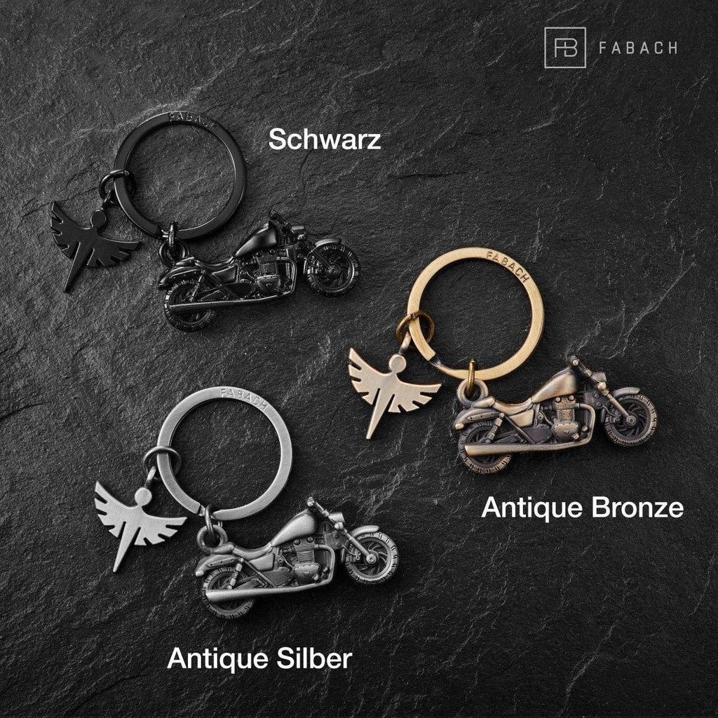 porte cles moto chopper avec ange gardien fabach 