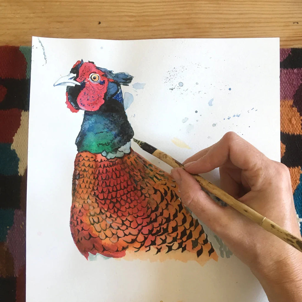 carte de voeux aquarelle faisan kate moby 