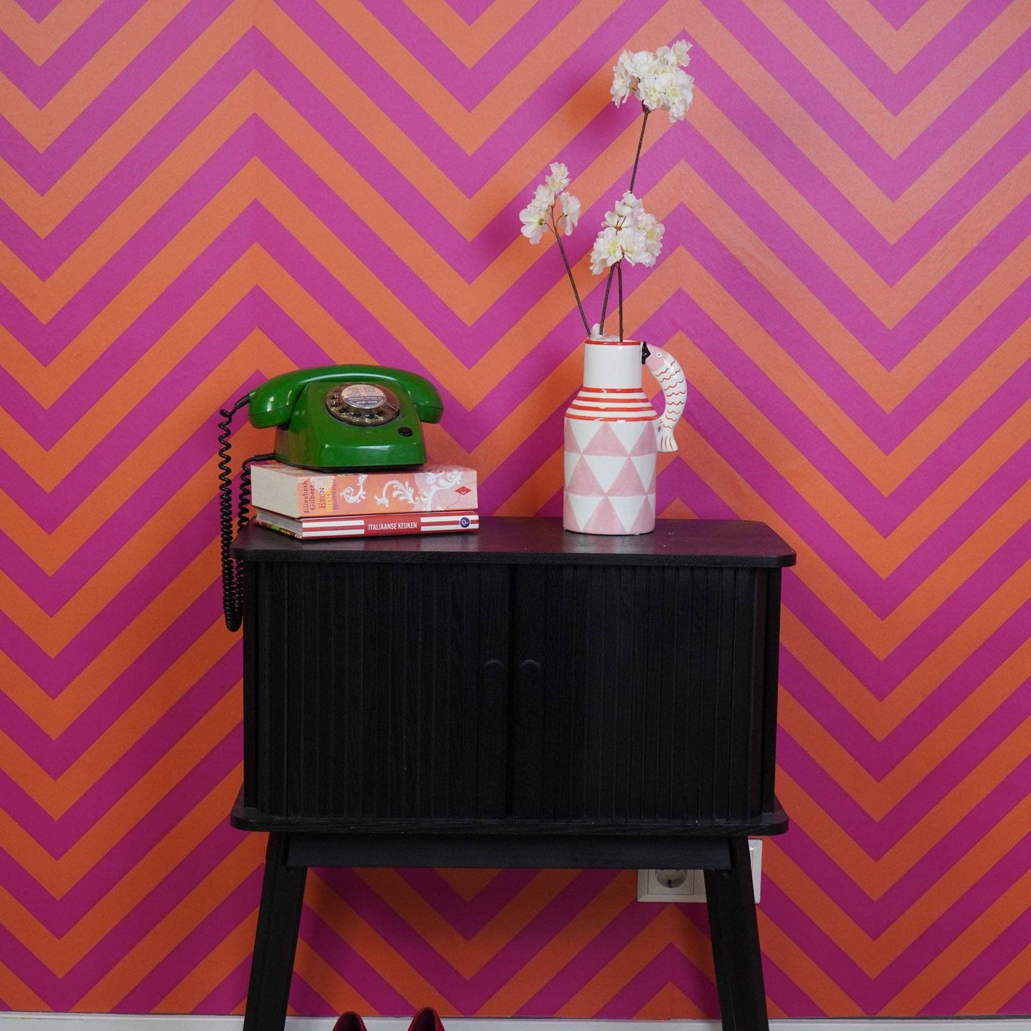 Fish Vase/Carafe - Pink/White/Red - 14x11x21.5cm