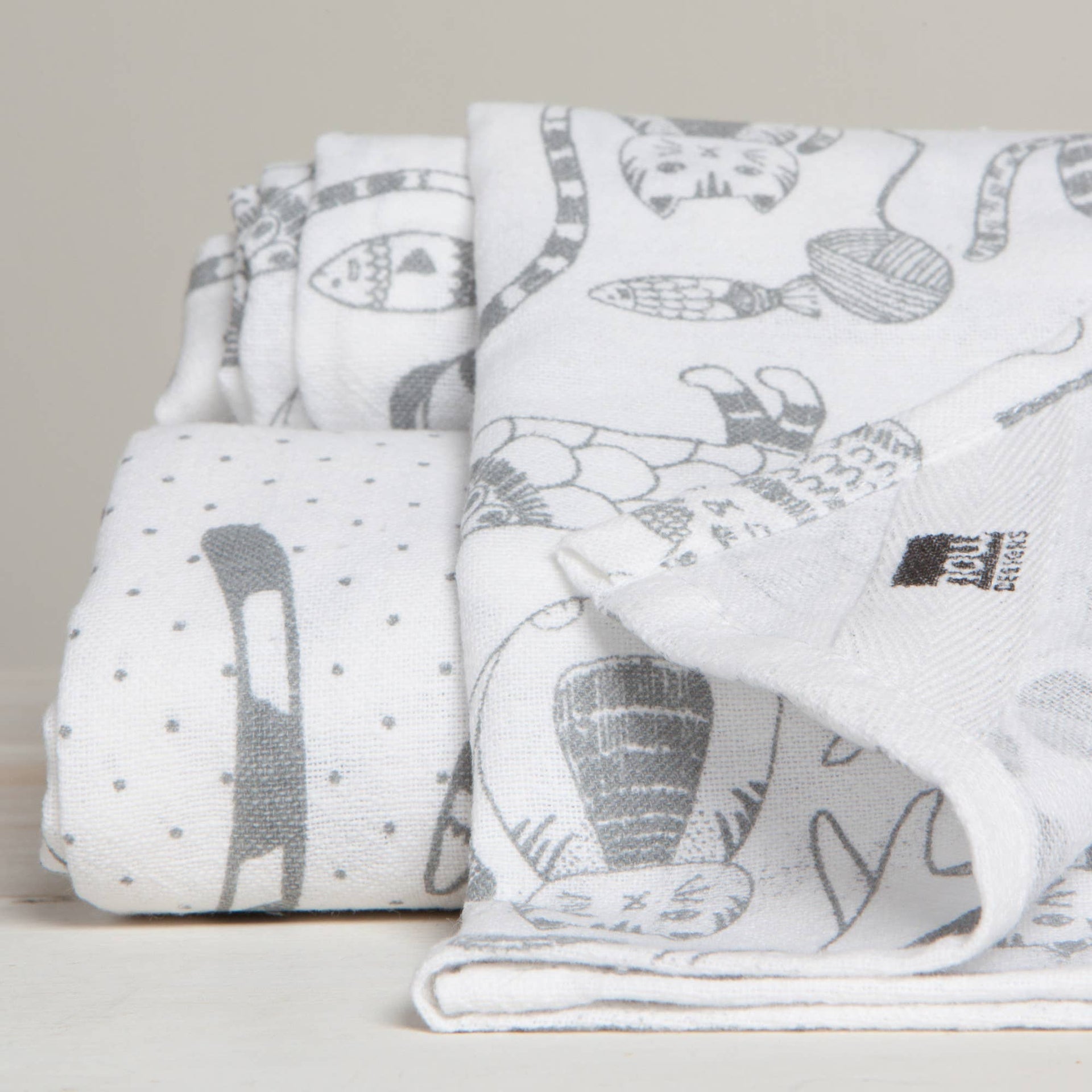 Lot de 2 torchons à vaisselle Cat Print London Gray | Design e regali originali