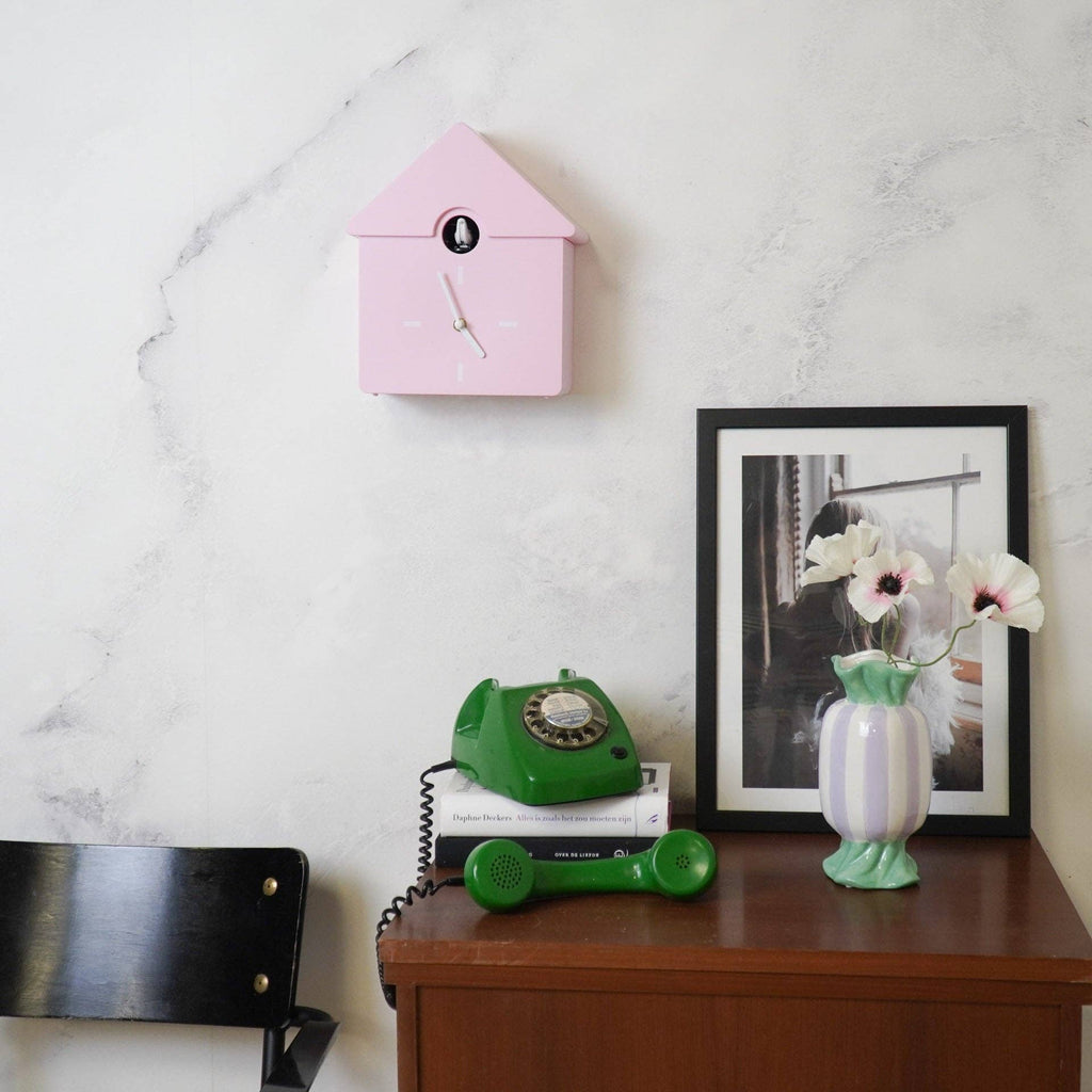 Horloge - Horloge Murale Coucou - Rose Clair - 24x27x9cm | Design-lahjat ja sisustustuotteet