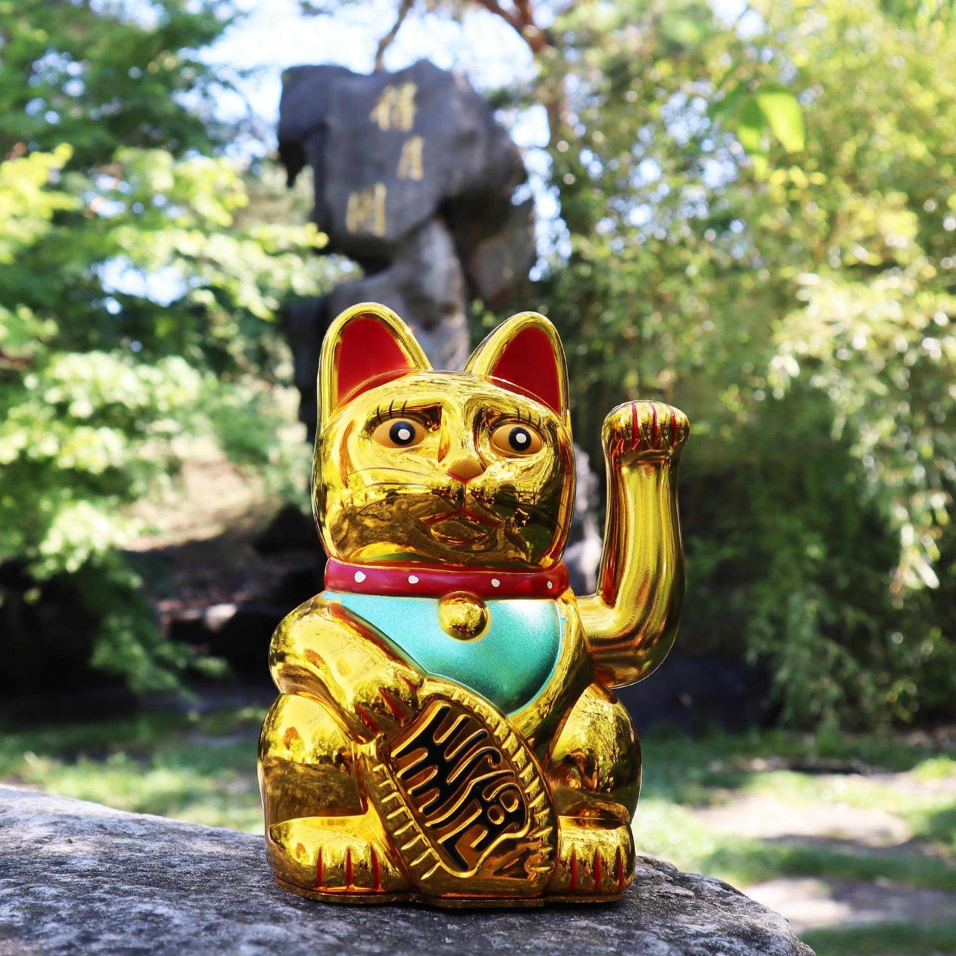Chat chanceux blanc 18cm