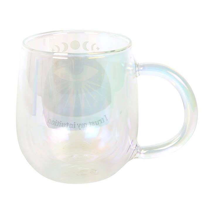 Intuition doppelwandiger Glasbecher mit Aura-Kristall-Tee-Ei