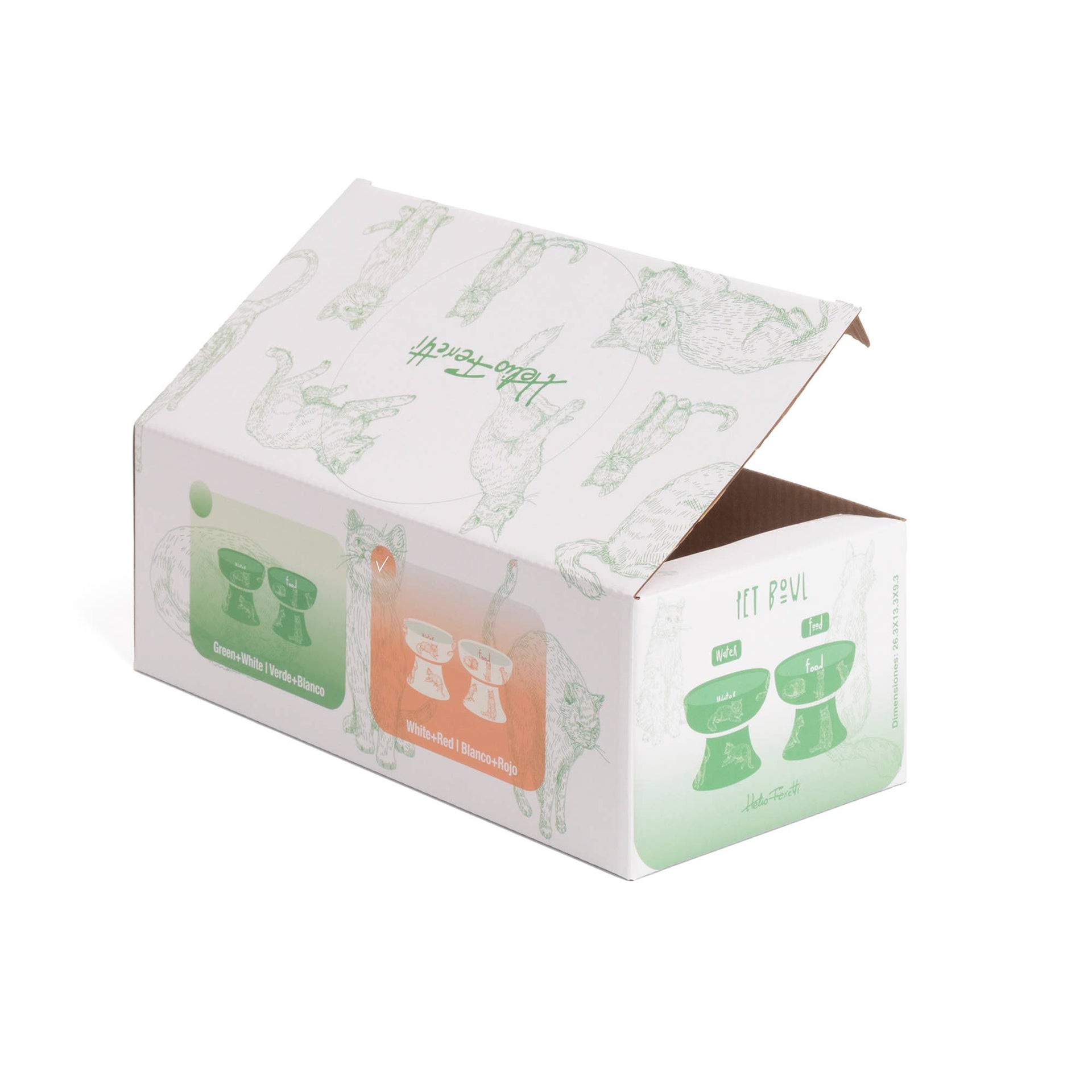 Distributeur de Nourriture pour Chat Surélevé Blanc Peint à la Main Helio Ferretti Vue 4