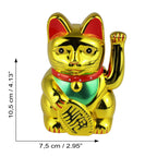 Chat chanceux solaire doré 10,5 cm