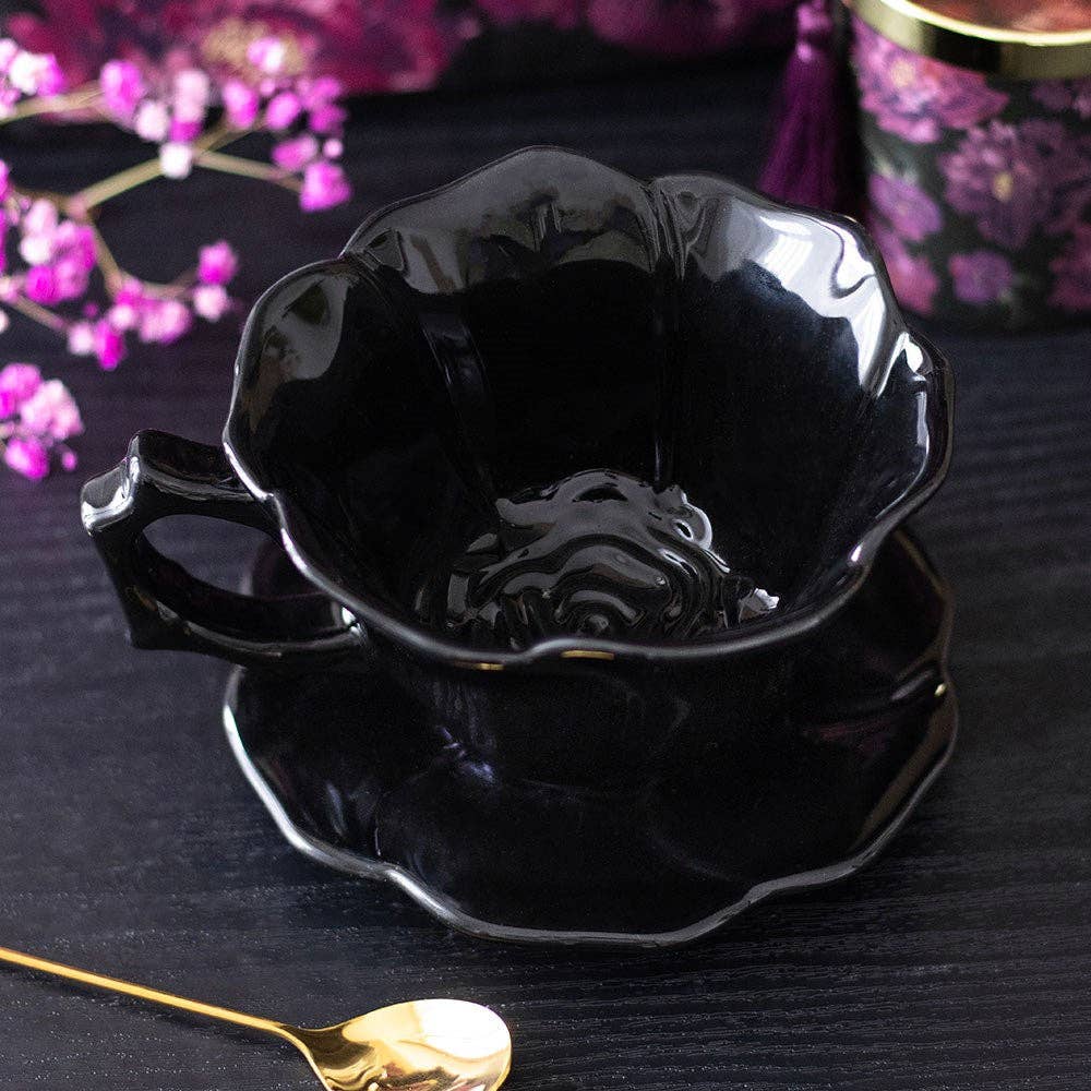 Tasse et soucoupe Rose Noire | Objetos de diseño y regalos originales