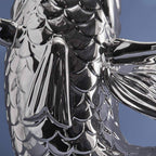Blubb Fischskulptur/Vase, silberfarbenes Steinzeug