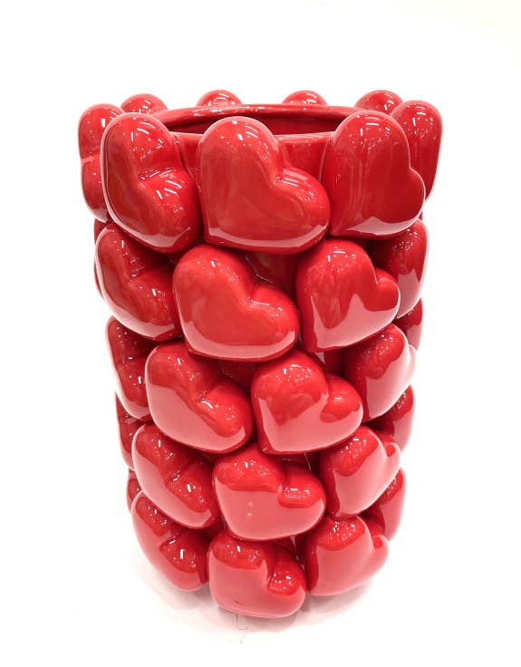 Grand Vase en céramique à motifs de Cœurs 3D | Design e regali originali