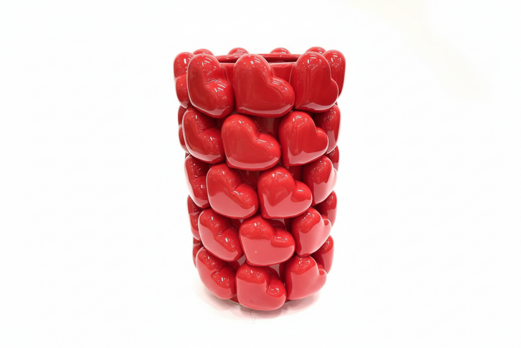 Grand Vase en céramique à motifs de Cœurs 3D | Design e regali originali