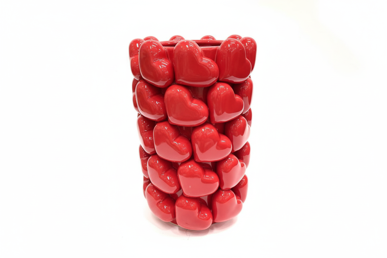 Grand Vase en céramique à motifs de Cœurs 3D | Design e regali originali