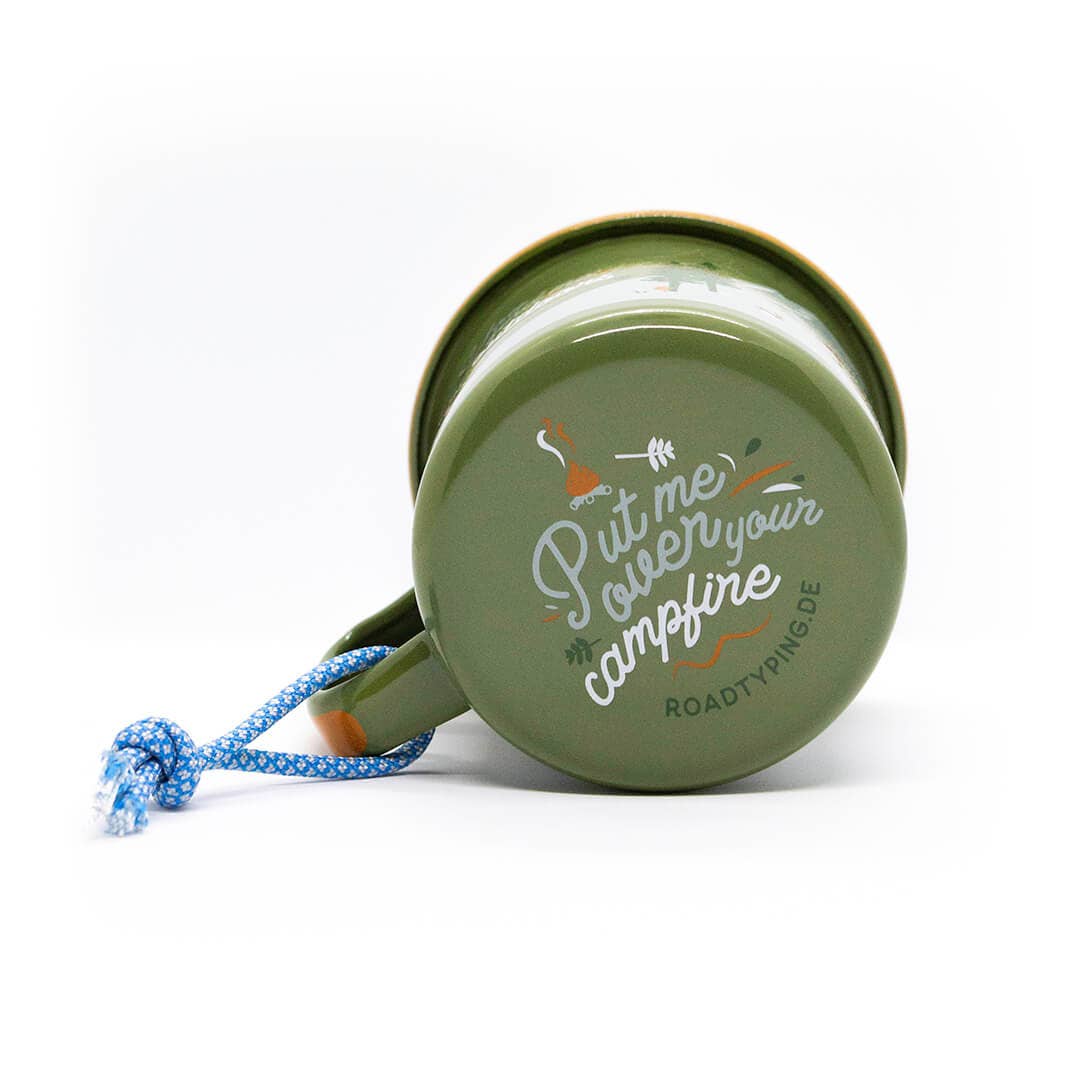 Mug en émail “You Find Me Outdoors” | Design e regali originali