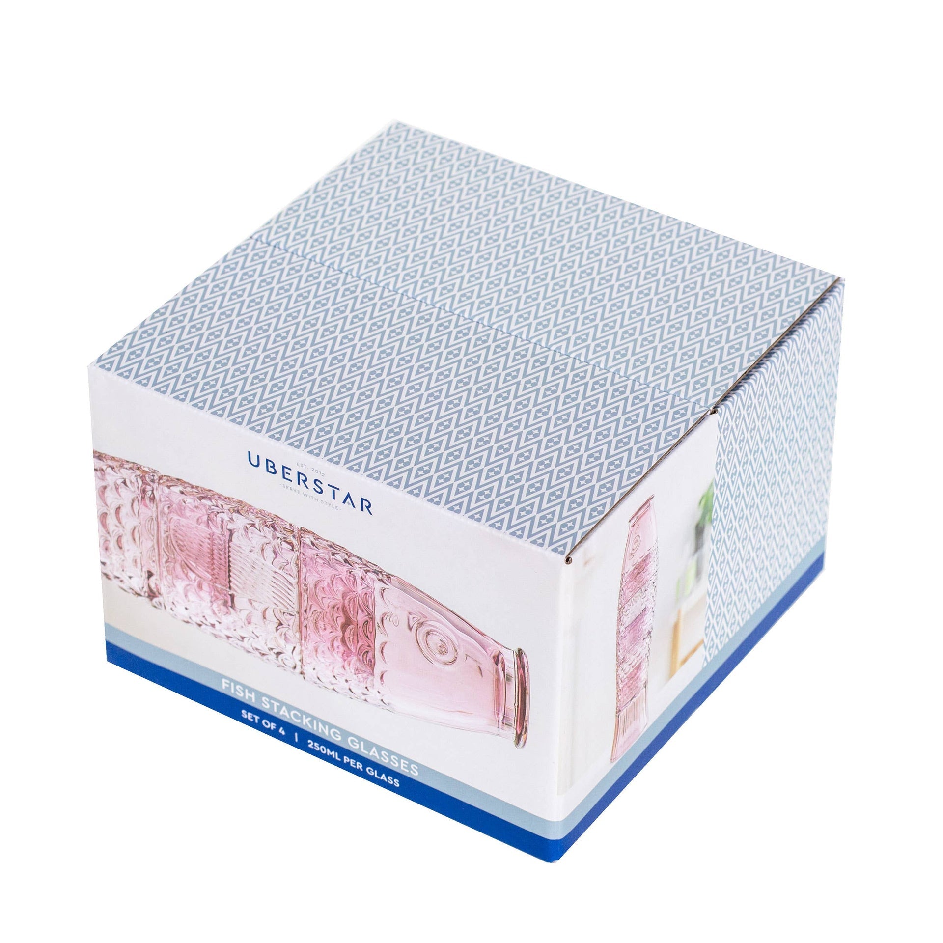 Verres à boire empilables Poisson - Lot de 4 roses