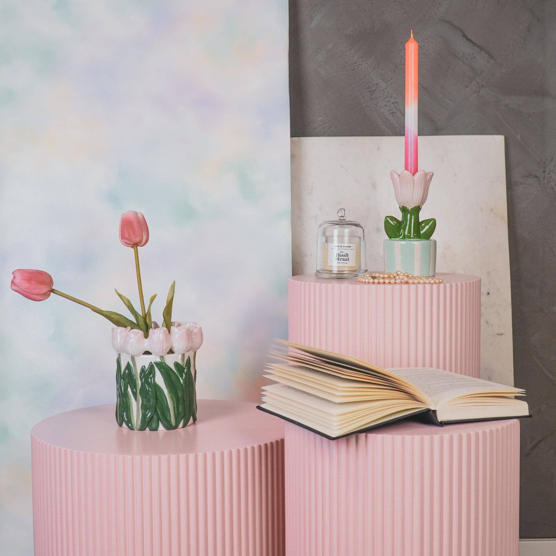 Vase Tulipes - Rose clair/Vert | Designproducten en originele cadeaus