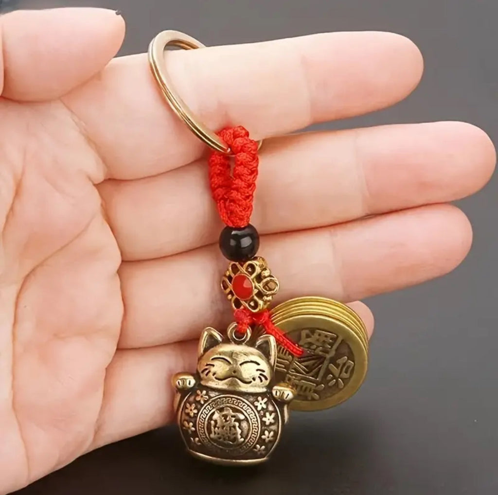 porte cles chat chanceux vintage lcc 
