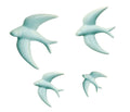 Set mit 4 Schwalben in Aquamarin-Farbe