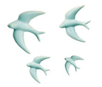 Set mit 4 Schwalben in Aquamarin-Farbe