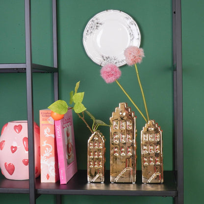 Flower vase - Home vase - Ceramic - Gold - 6x5.5x18 cm