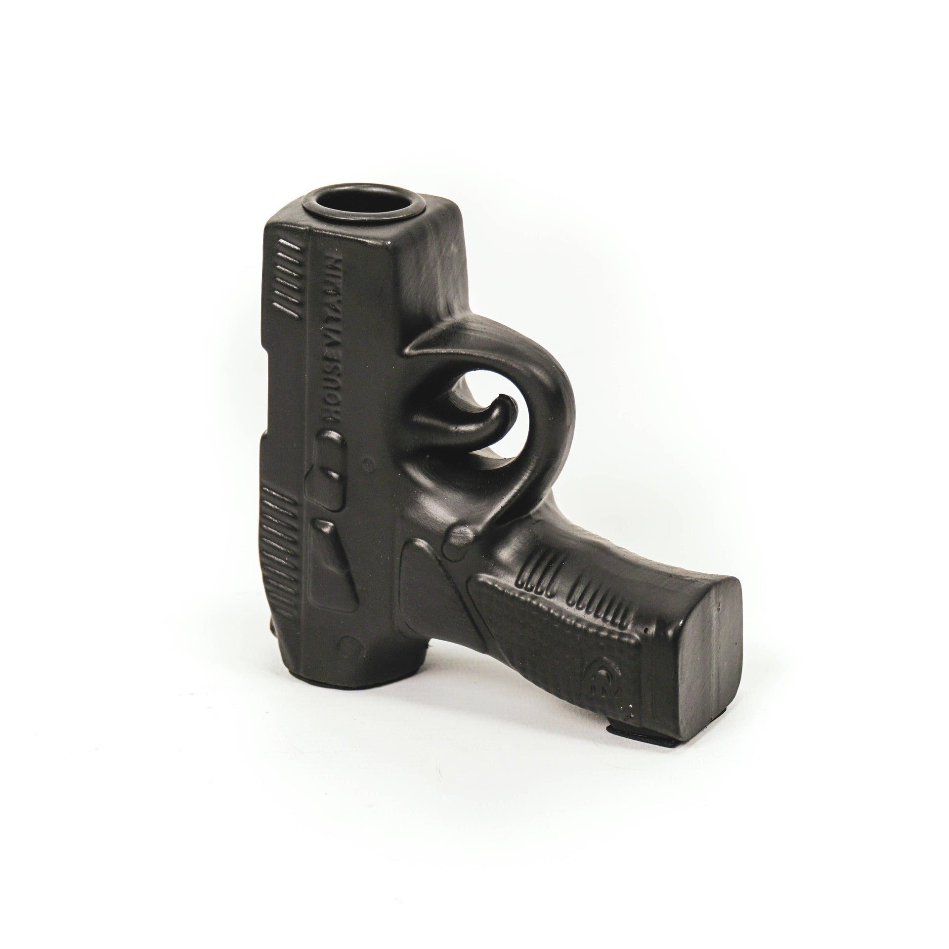 Bougeoir - Pistolet - Céramique - Noir - 12x5x12cm
