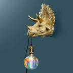 Wandleuchte Triceratops Cera Gold, Kunstharz, 31,5 x 28,5 cm