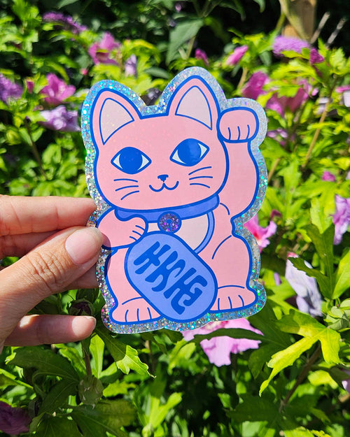 Autocollant à paillettes Maneki Neko Lucky Cat | Design e regali originali