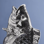 Blubb Fischskulptur/Vase, silberfarbenes Steinzeug