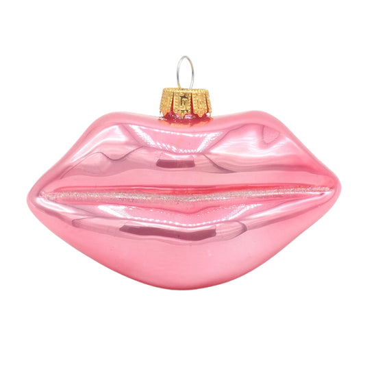 Pink Lips Christmas Bauble