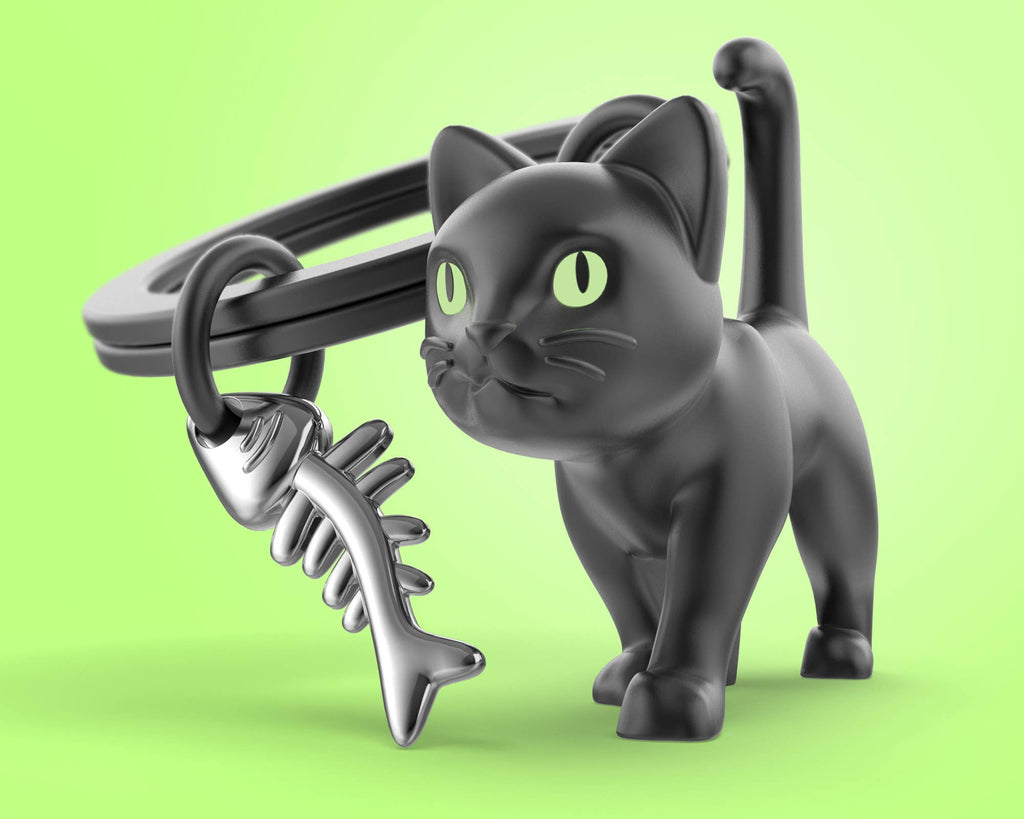 Porte-clés Chat noir Yeux phosphorescents | Oggetti di design e regali originali