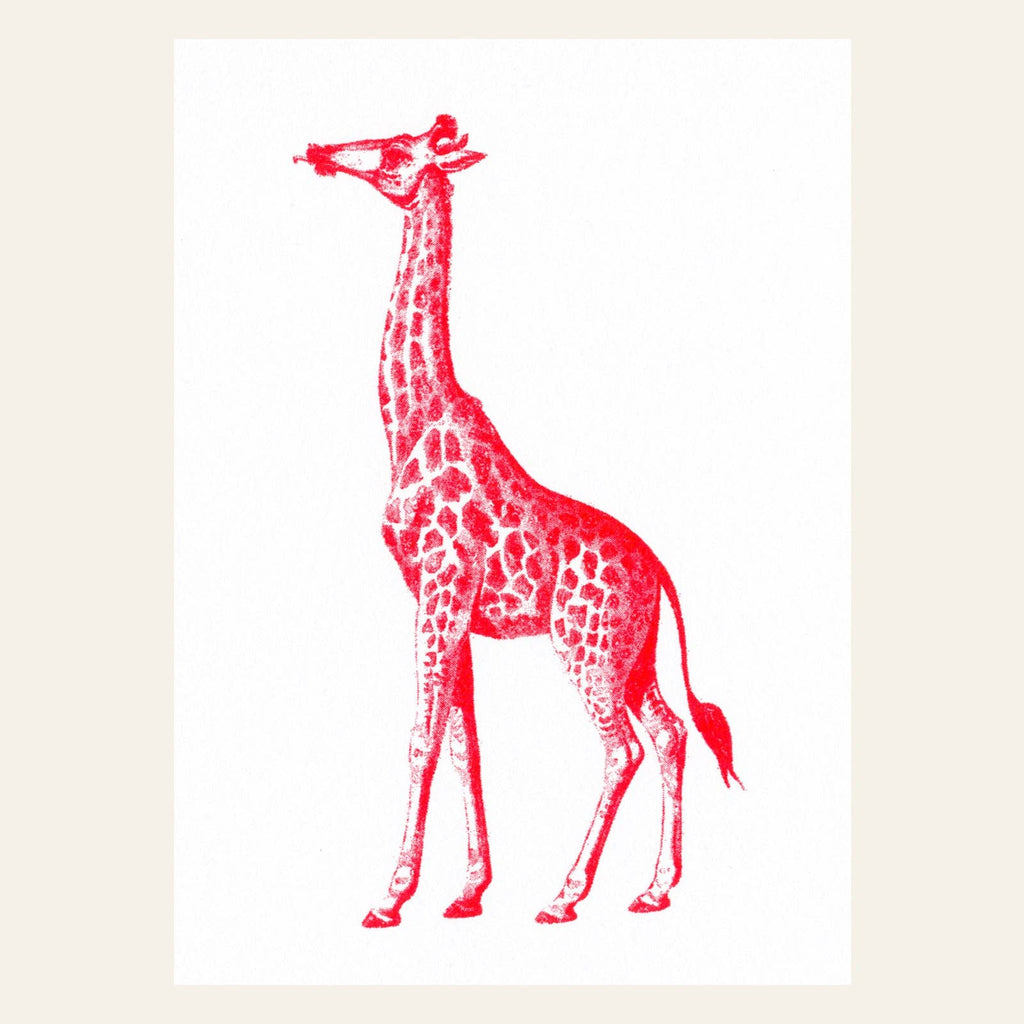 Postkarte mit roter Giraffe