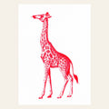 Postkarte mit roter Giraffe