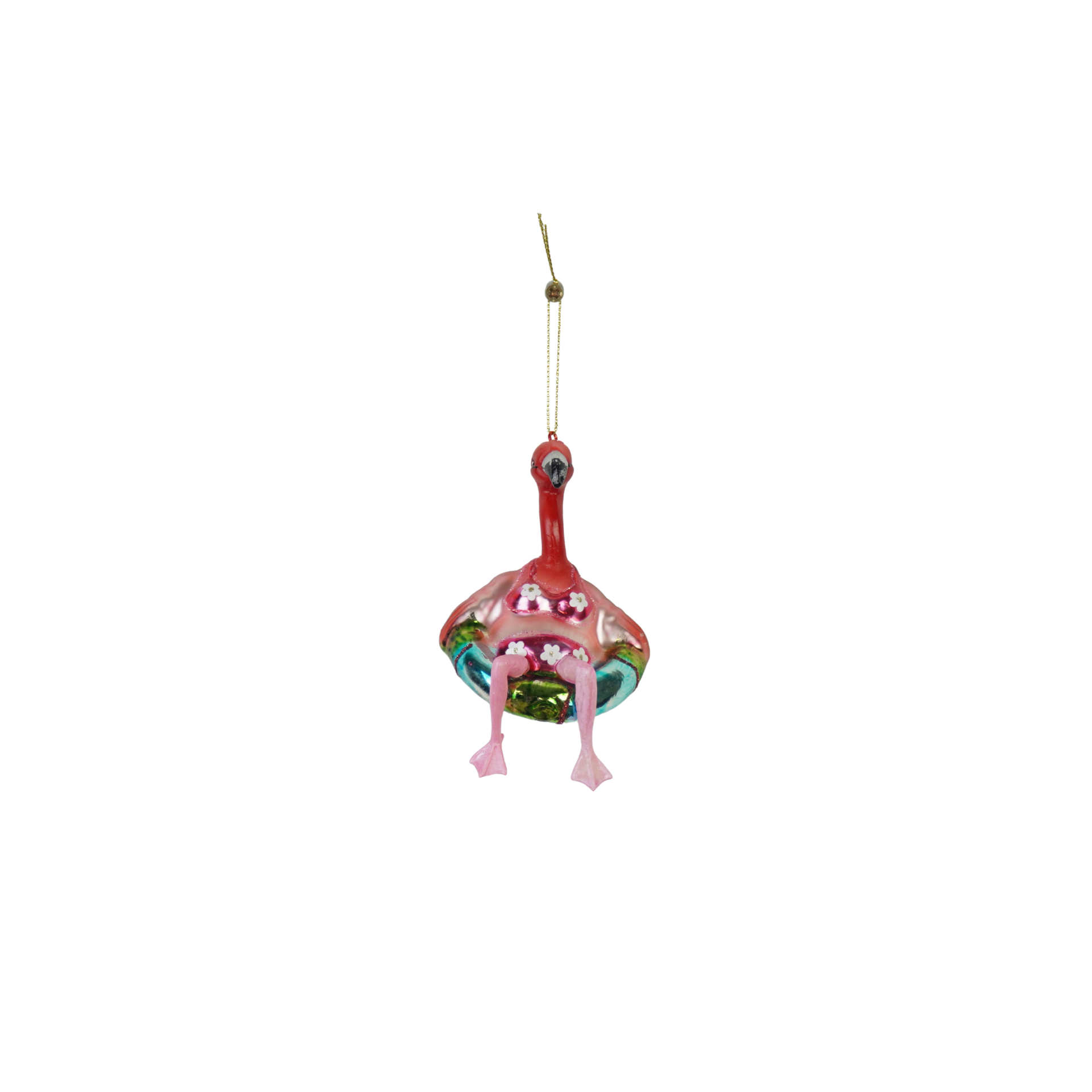 Weihnachtskugel Flamingo am Strand