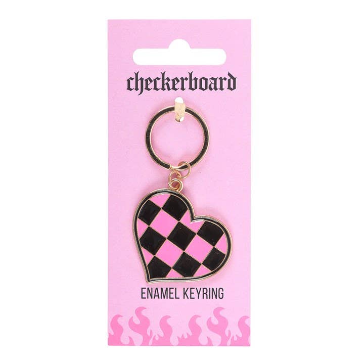 Checkered Heart Keychain