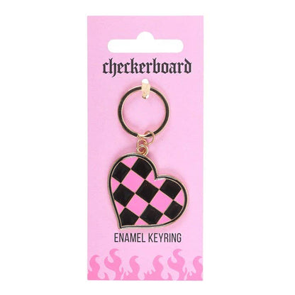 Checkered Heart Keychain