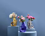 Blubb Fischskulptur/Vase, silberfarbenes Steinzeug
