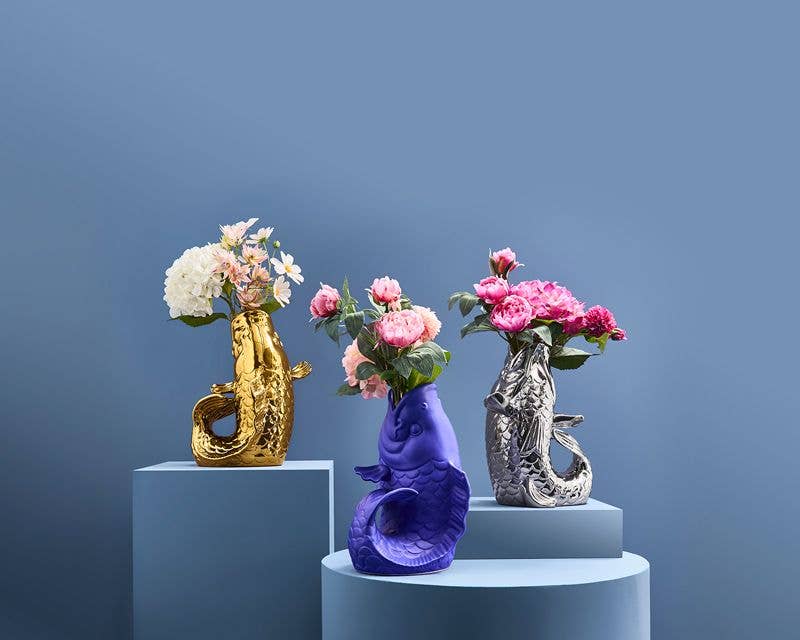 Sculpture/Vase Poisson Blubb doré