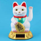 Chat chanceux solaire blanc 18cm