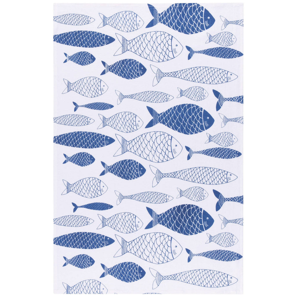 Lot de 2 torchons à vaisselle Floursack bleu roi à motif de poissons | Design e regali originali