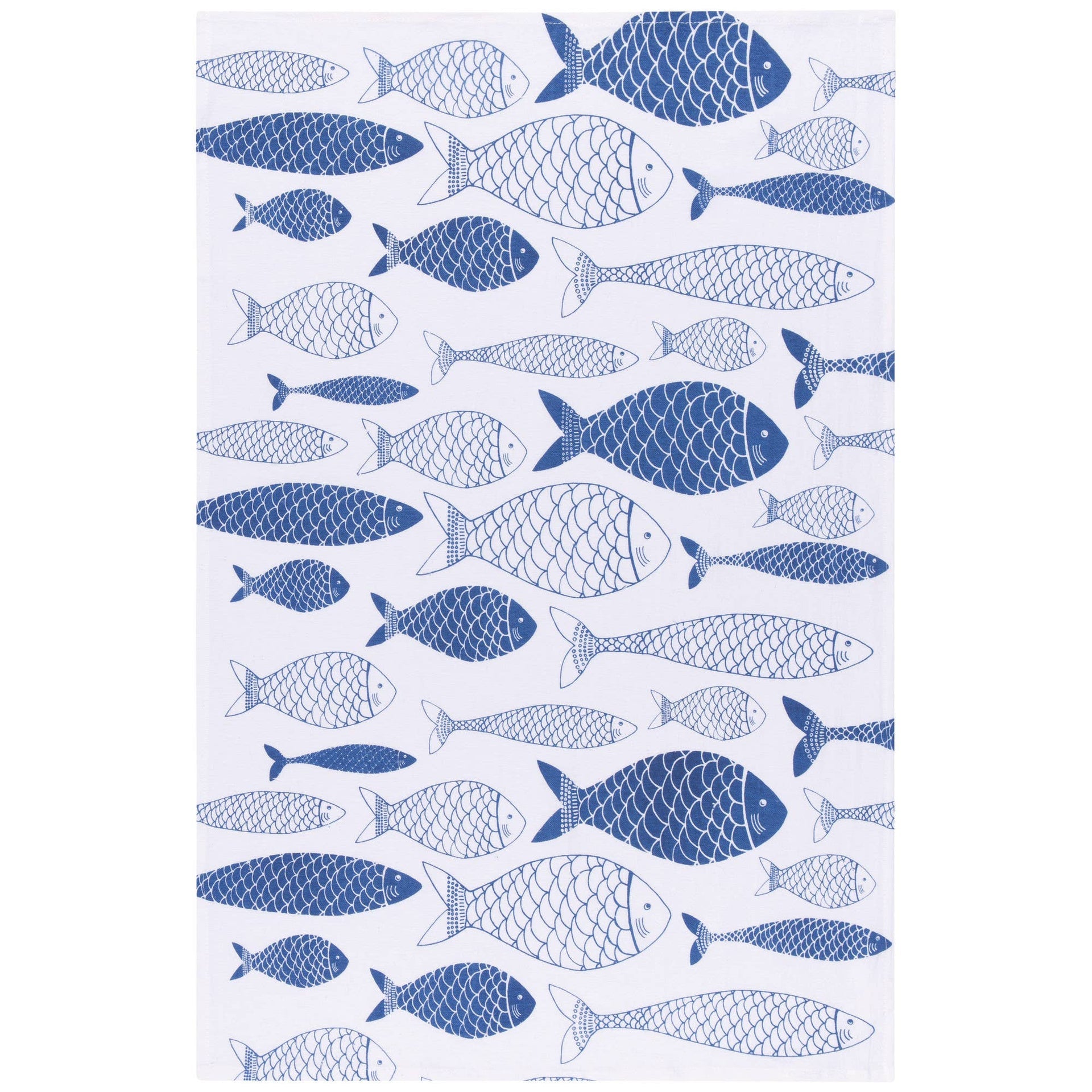 Lot de 2 torchons à vaisselle Floursack bleu roi à motif de poissons | Design e regali originali